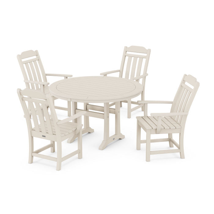 Country Living 5-Piece Round Dining Set with Trestle Legs