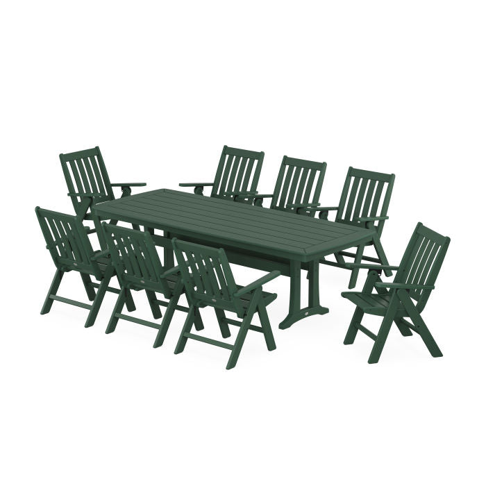 Vineyard Folding 9-Piece Dining Set with Trestle Legs