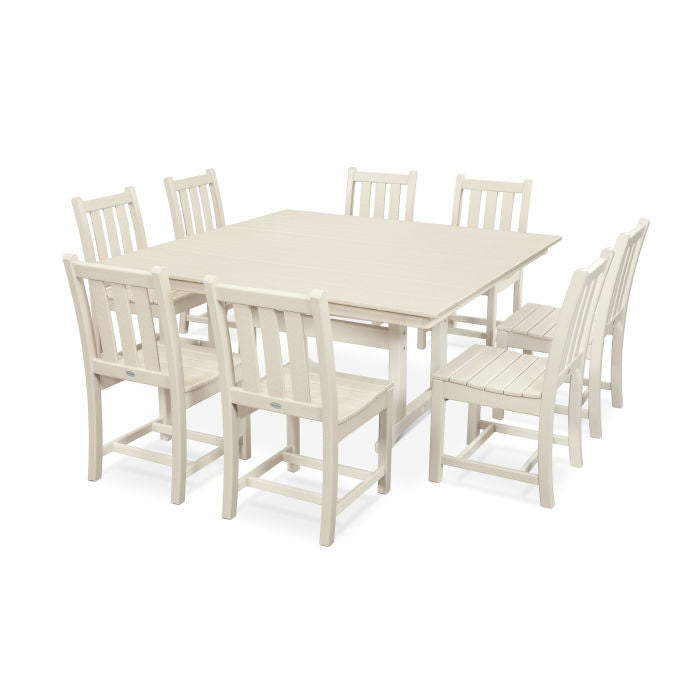 Traditional Garden 9-Piece Farmhouse Trestle Dining Set