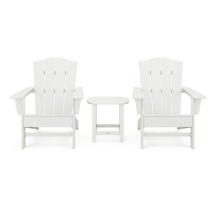 Wave 3-Piece Adirondack Chair Set with The Crest Chairs in Vintage Finish