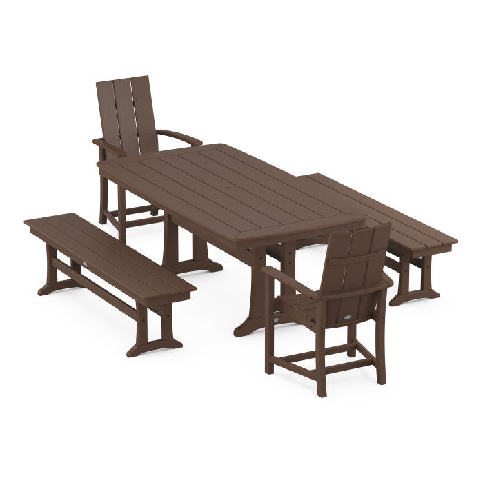 Modern Adirondack 5-Piece Dining Set with Trestle Legs