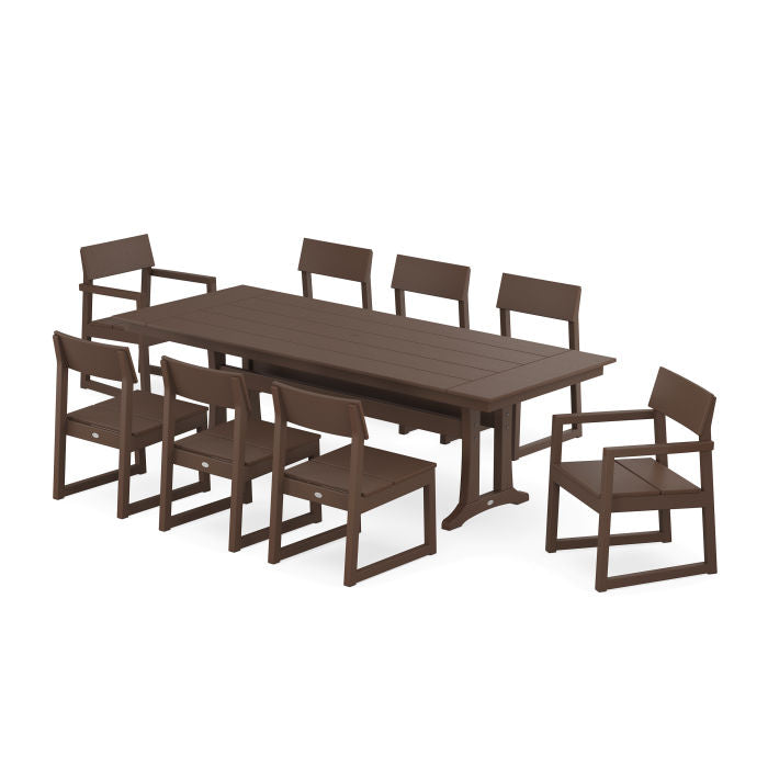 EDGE 9-Piece Farmhouse Dining Set with Trestle Legs