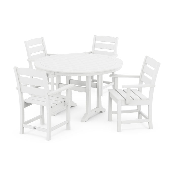 Lakeside 5-Piece Round Dining Set with Trestle Legs