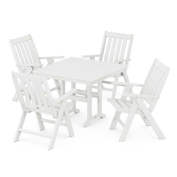 Vineyard Folding Chair 5-Piece Farmhouse Dining Set