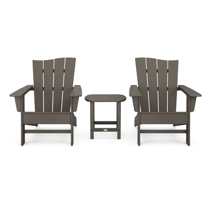 Wave 3-Piece Adirondack Chair Set in Vintage Finish