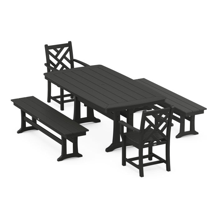 Chippendale 5-Piece Dining Set with Trestle Legs
