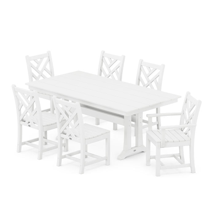 Chippendale 7-Piece Farmhouse Trestle Dining Set