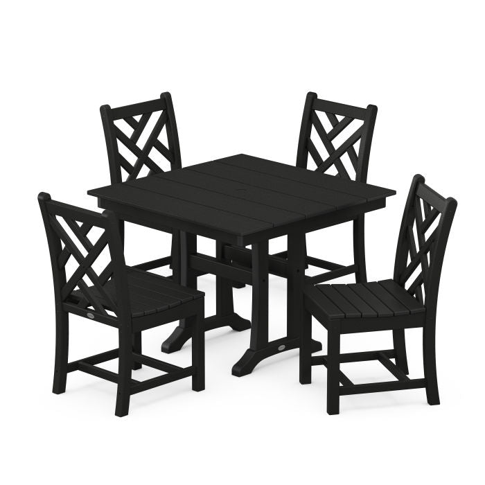 Chippendale 5-Piece Farmhouse Trestle Side Chair Dining Set