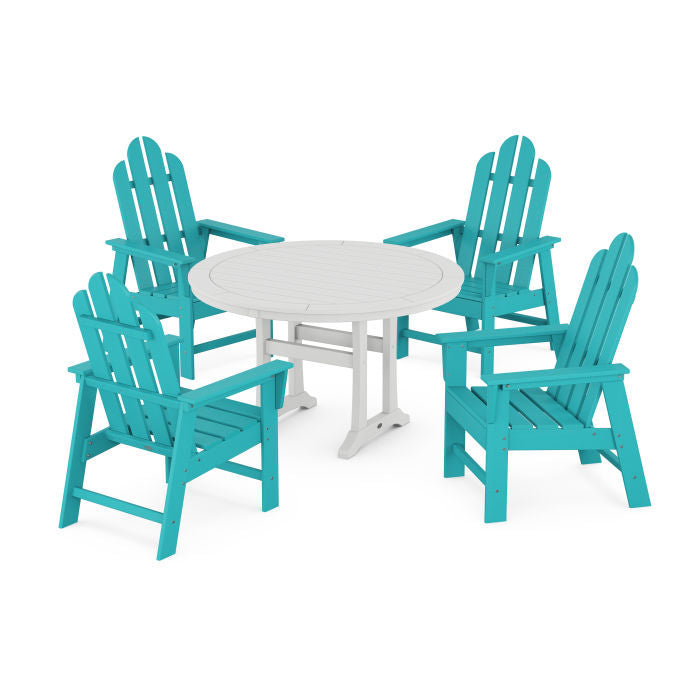 Long Island 5-Piece Round Dining Set with Trestle Legs