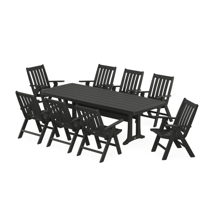 Vineyard Folding 9-Piece Dining Set with Trestle Legs