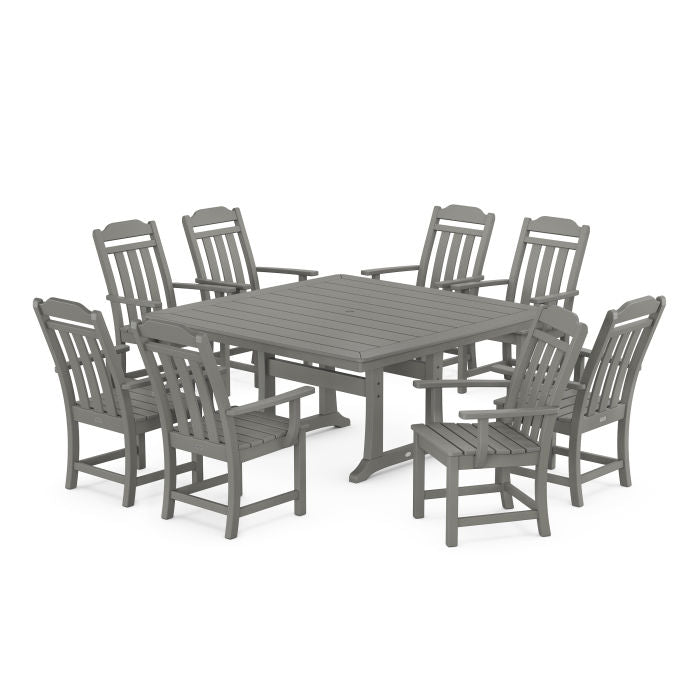 Country Living 9-Piece Square Dining Set with Trestle Legs