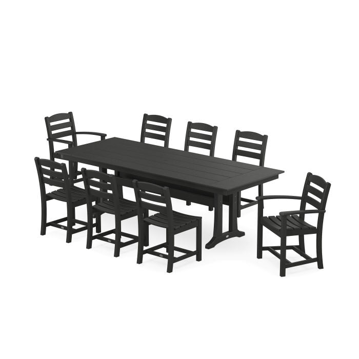 La Casa Café 9-Piece Farmhouse Dining Set with Trestle Legs