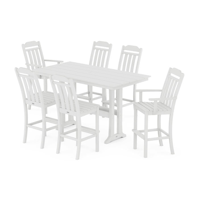 Country Living 7-Piece Farmhouse Bar Set with Trestle Legs