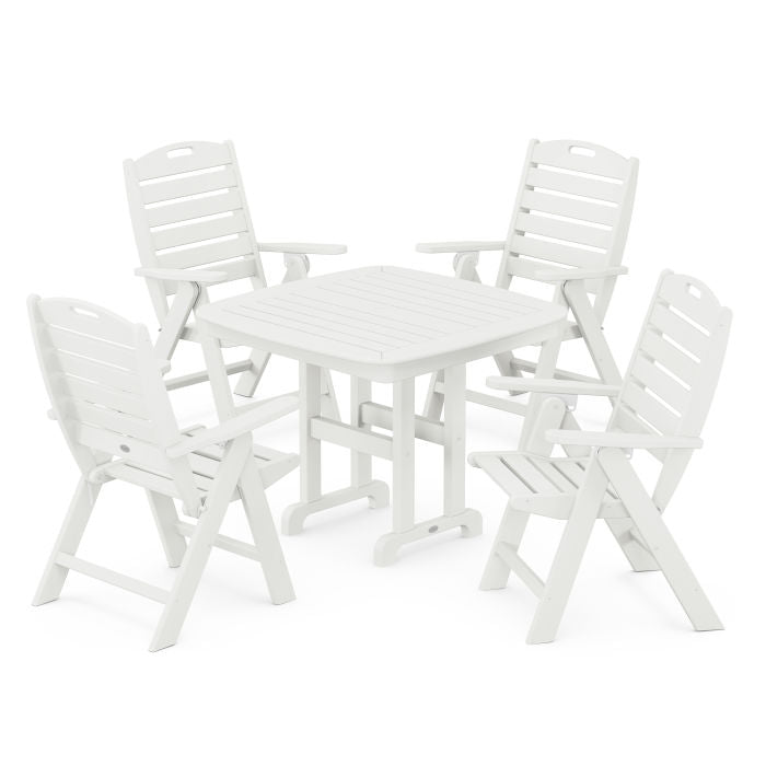 Nautical Folding Highback Chair 5-Piece Dining Set in Vintage Finish