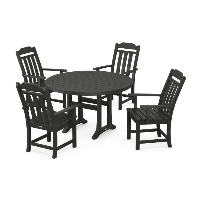 Country Living 5-Piece Round Dining Set with Trestle Legs