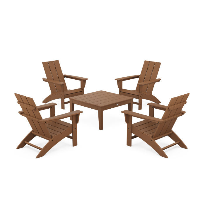 5-Piece Modern Adirondack Chair Conversation Set with 36" Conversation Table