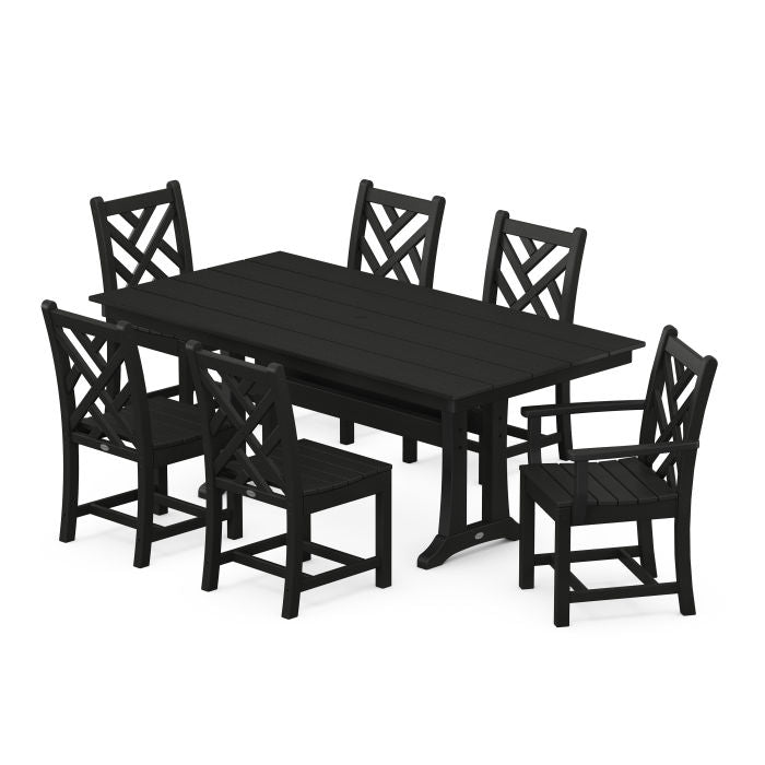 Chippendale 7-Piece Farmhouse Trestle Dining Set