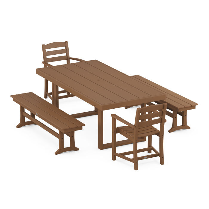 La Casa Café 5-Piece Dining Set with Benches
