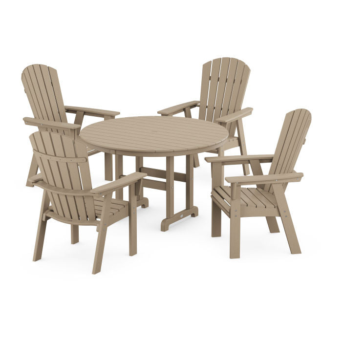 Nautical Adirondack 5-Piece Round Farmhouse Dining Set in Vintage Finish