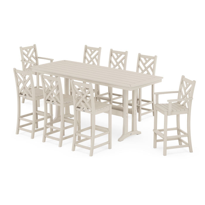 Chippendale 9-Piece Bar Set with Trestle Legs