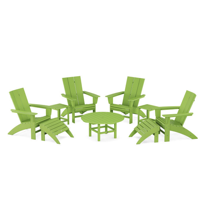 Modern Curveback Adirondack Chair 9-Piece Conversation Set