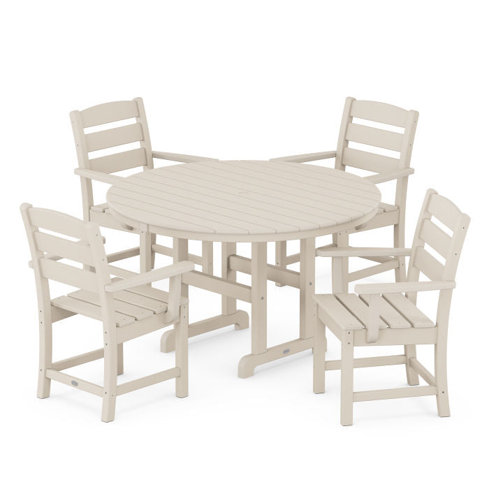 Lakeside 5-Piece Round Farmhouse Arm Chair Dining Set