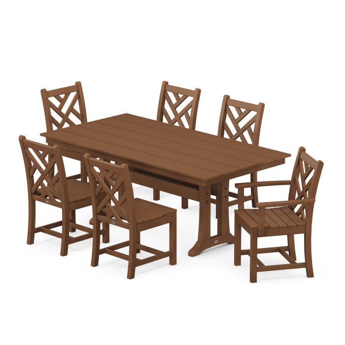 Chippendale 7-Piece Farmhouse Trestle Dining Set