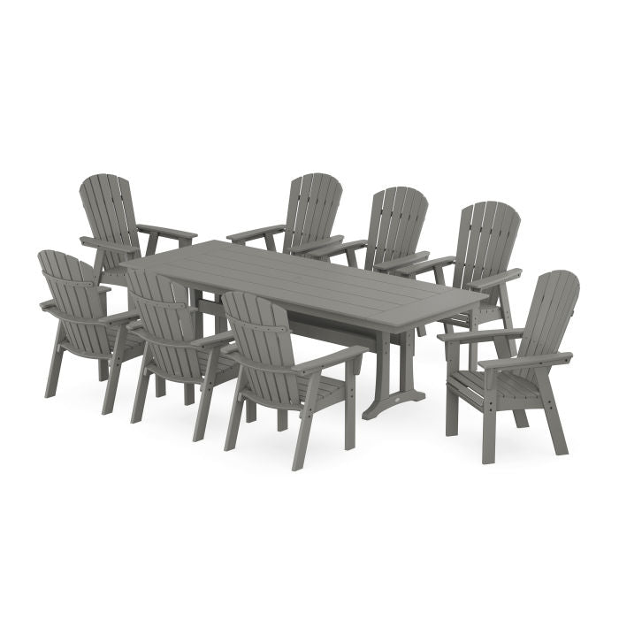 Nautical 9-Piece Curveback Adirondack Farmhouse Dining Set with Trestle Legs