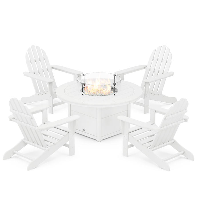 Classic Adirondack 5-Piece Conversation Set with Fire Pit Table