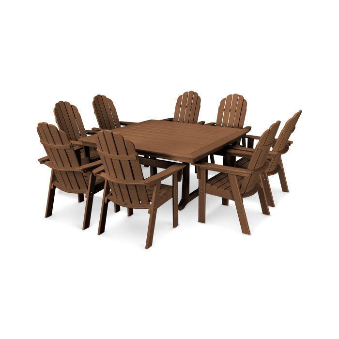 Vineyard Curveback Adirondack 9-Piece Nautical Trestle Dining Set