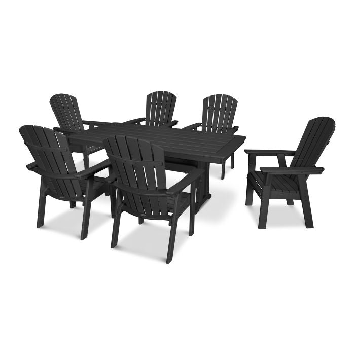 Nautical Curveback Adirondack 7-Piece Dining Set with Trestle Legs