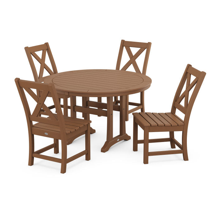 Braxton Side Chair 5-Piece Round Dining Set With Trestle Legs