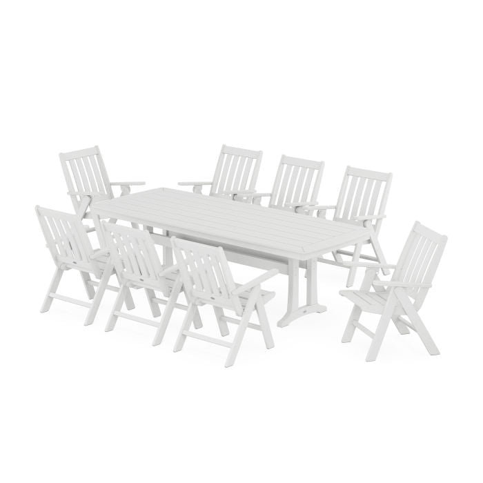 Vineyard Folding 9-Piece Dining Set with Trestle Legs