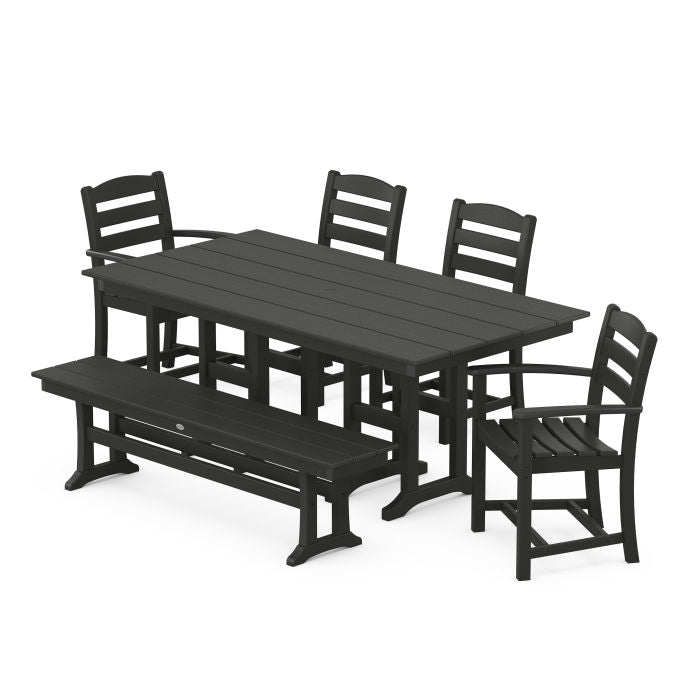 La Casa Café 6-Piece Farmhouse Dining Set with Bench