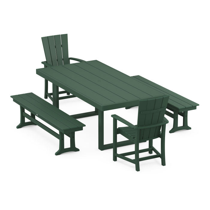 Quattro 5-Piece Dining Set with Benches