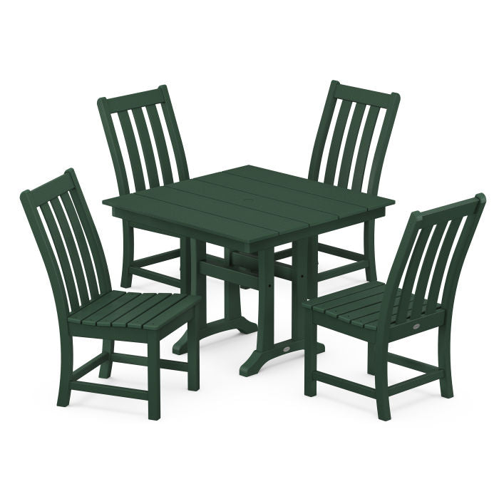 Vineyard 5-Piece Farmhouse Trestle Side Chair Dining Set