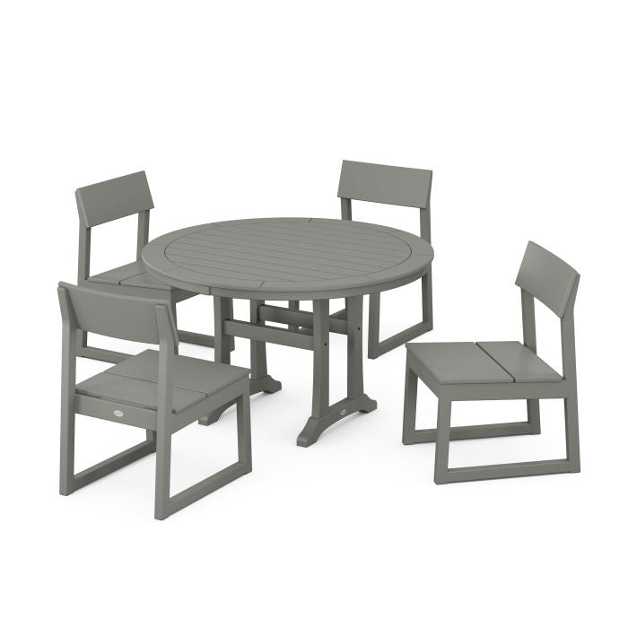 EDGE Side Chair 5-Piece Round Dining Set With Trestle Legs