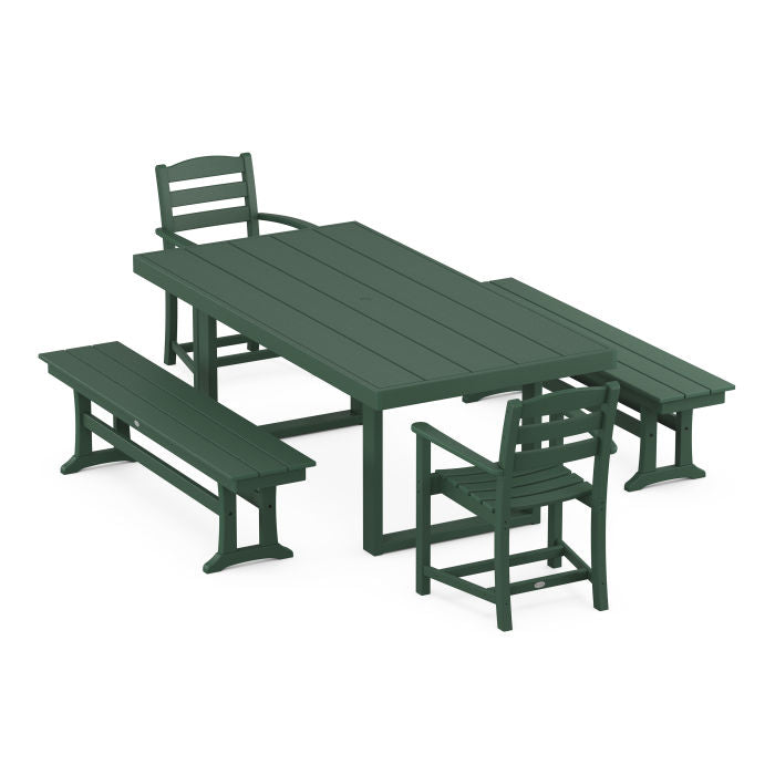 La Casa Café 5-Piece Dining Set with Benches