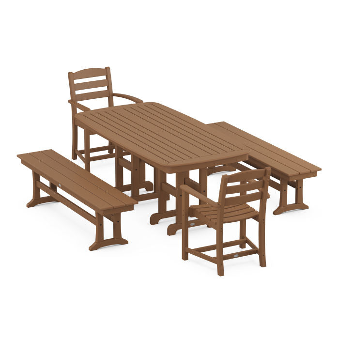 La Casa Café 5-Piece Dining Set with Benches