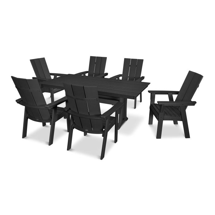 Modern Curveback Adirondack 7-Piece Farmhouse Dining Set with Trestle Legs