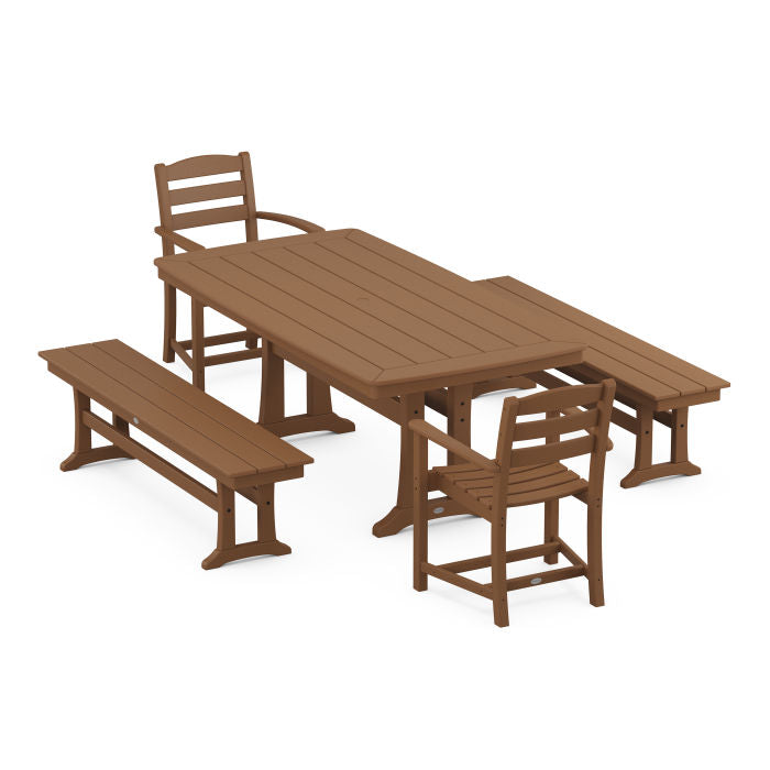 La Casa Cafe 5-Piece Dining Set with Trestle Legs