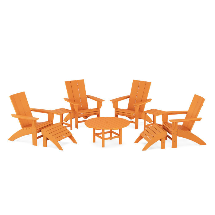 Modern Curveback Adirondack Chair 9-Piece Conversation Set
