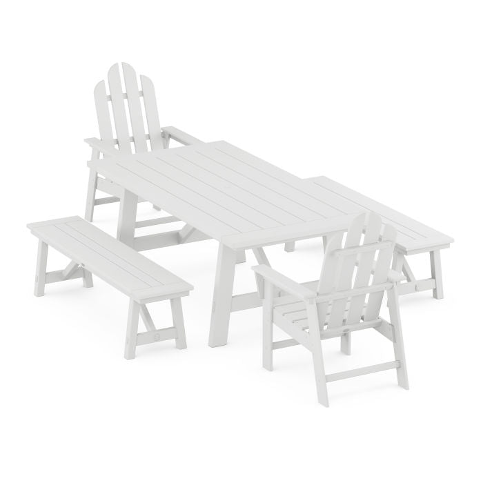Long Island 5-Piece Rustic Farmhouse Dining Set With Trestle Legs