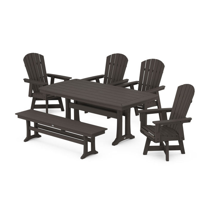 Nautical Adirondack Swivel 6-Piece Dining Set with Trestle Legs in Vintage Finish