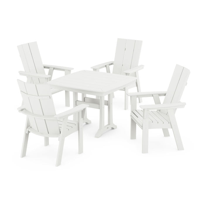 Modern Adirondack 5-Piece Dining Set with Trestle Legs in Vintage Finish