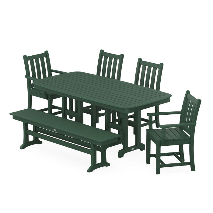 Traditional Garden 6-Piece Dining Set with Bench