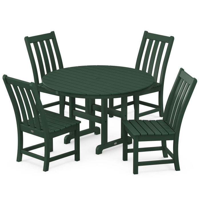 Vineyard 5-Piece Round Farmhouse Side Chair Dining Set