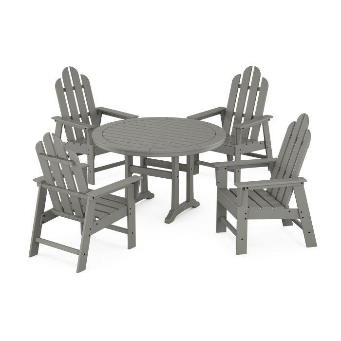 Long Island 5-Piece Round Dining Set with Trestle Legs