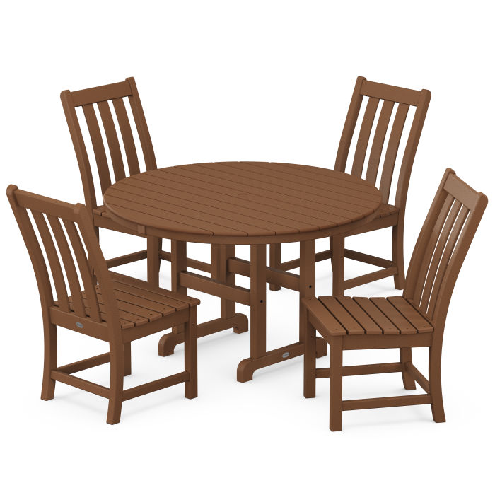 Vineyard 5-Piece Round Farmhouse Side Chair Dining Set