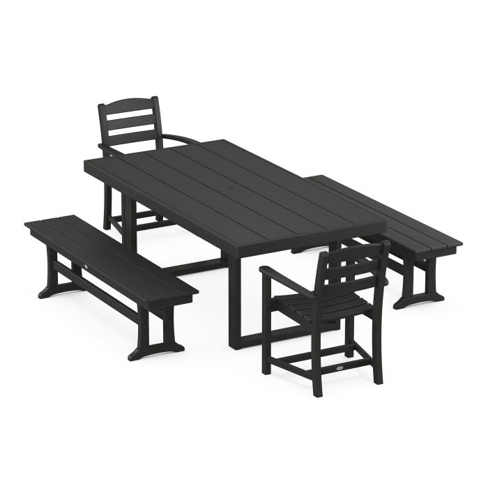 La Casa Café 5-Piece Dining Set with Benches